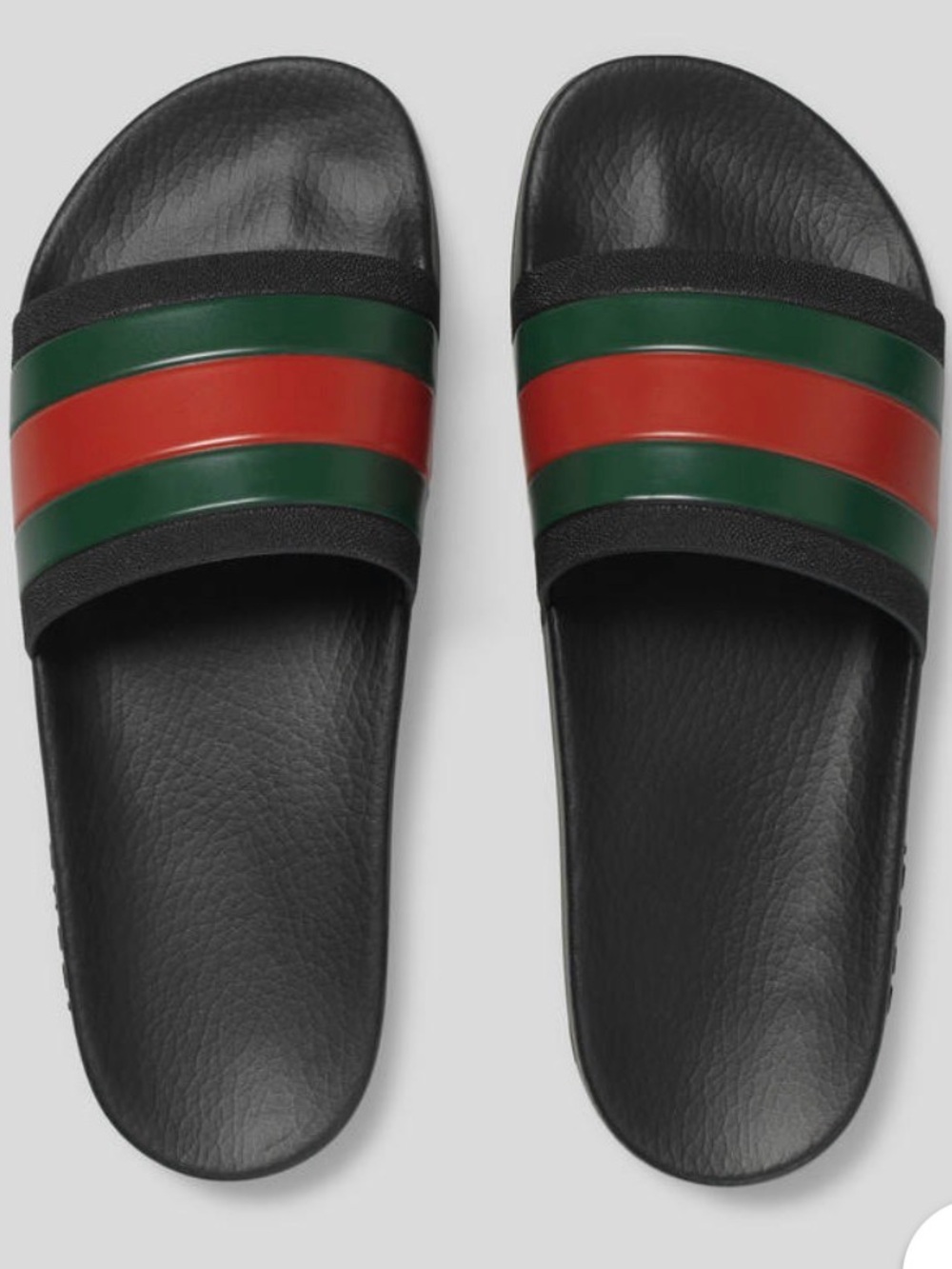 Gucci PURSUIT ‘72 Black Slide Sandals with Red and Green Stripe, MEN SIZE 9 - Picture 2 of 11